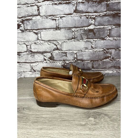 Gucci Brown Leather Web Horsebit Dress Loafers Shoes Men’s Sz 10.5D US/44EU Read - Picture 13 of 16